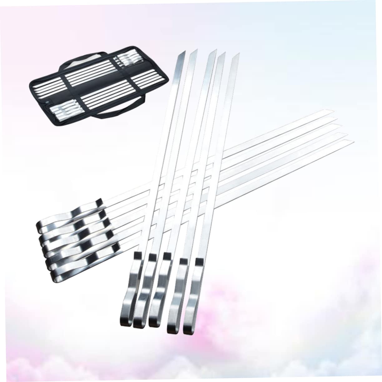 ibasenice 10piezas Pinchos Planos De Acero Inoxidable Brochetas Para Barbacoa De Brochetas Para Parrilla De Acero Inoxidable Para Asar Carne La Parrilla