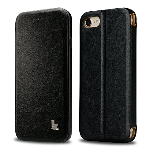 JISONCASE iPhone 7 Case Cover, iPhone 8 Vintage PU Leather Stand Case Magnetic Flip Book Design Phone Cover for iPhone 7/iPhone 8 Black JS-IP7-06M10