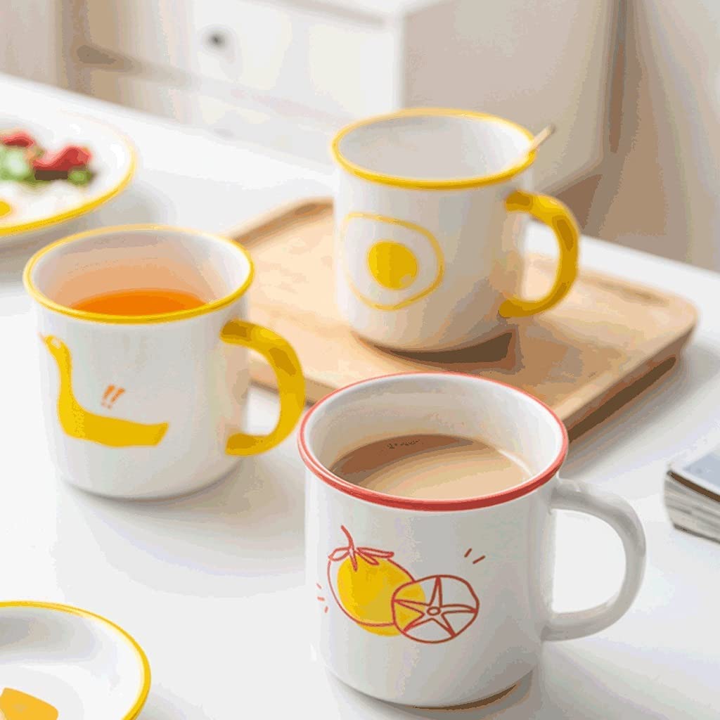 Tazas de Té Tazas Desayuno Linda Taza De Café De Cerámica, Taza De Arte Grande, Taza De Bebida, Regalo Multifuncional Tazas Tazas de Cafe (Color : A, Size : 400ml)