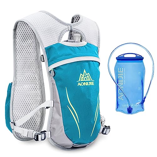 AONIJIE Colete de hidratação de corrida para mulheres e homens 5,5L leve trilha corrida hidratação mochila mochila para corrida, ciclismo, escalada (verde + 1,5L)