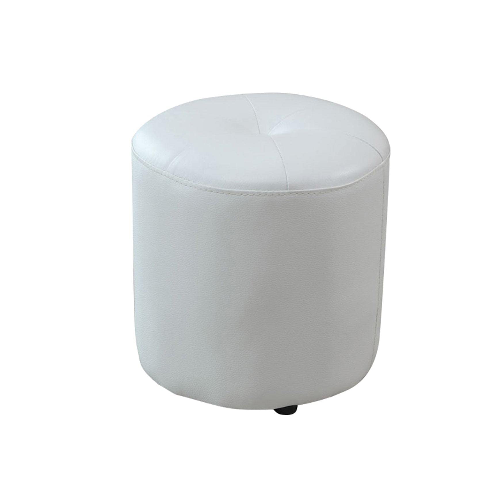 Pouf repose-pieds en cuir gris, tabouret élégant pour salon raffiné