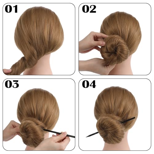 22PCS Chinese Wooden Hair Sticks, Vintage Wooden Hair Sticks, Chinese Style Pencil Long Hairpins, Black Chopstick Bun Clips, Hairstyles Decorative Accessories for Women