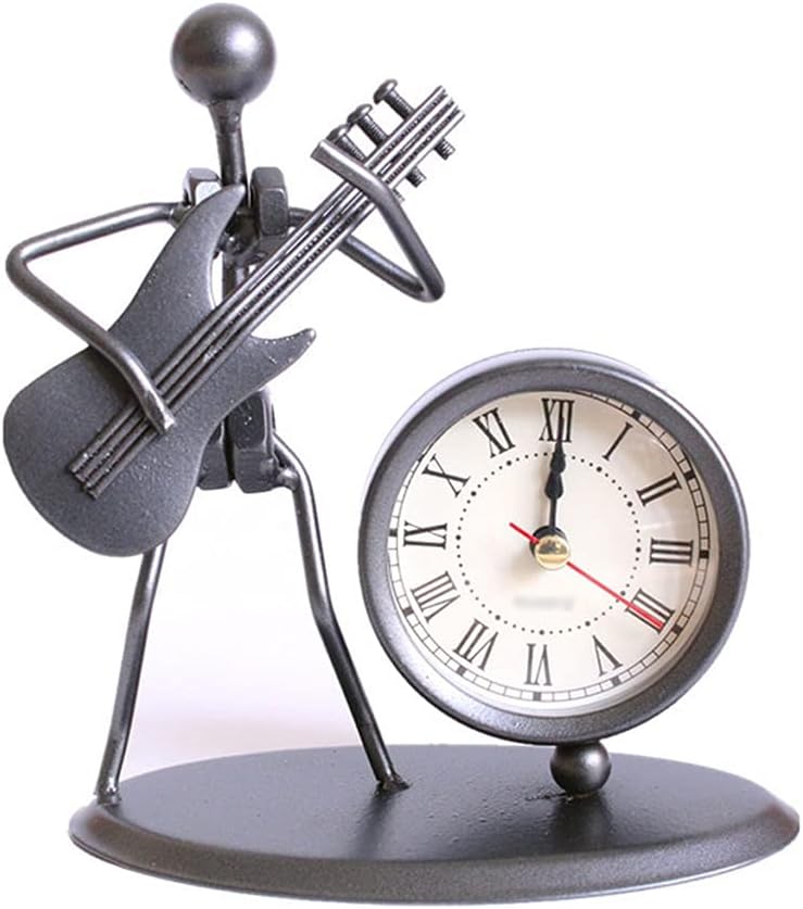 FMURY Musical Clock Ornaments Iron Electric Shaped Digital Clock Bedroom Bedside Table Clocks Office Home Decorations(E)