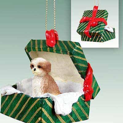 Conversation Concepts Shih Tzu - Caja de regalo de Navidad, adorno de Navidad, corte deportivo, encantador, fabricado con resina, dorado