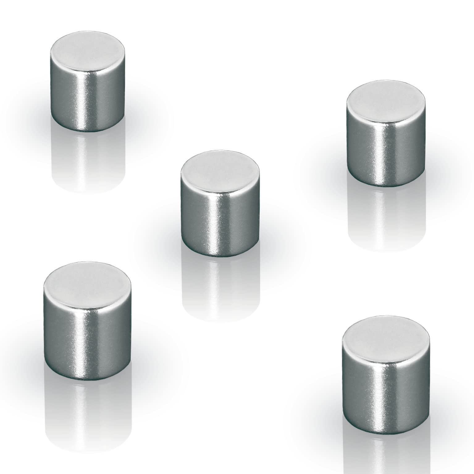 SIGEL BA700 Neodym-Magnet Zylinder Silber Ø 1 x 1 cm, 5er-Set (SuperDym) für Glas-Magnettafeln und Glas-Whiteboards