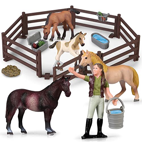 Yilingchild Juguetes de caballo para niñas y niños de 3 a 12 años, juego de 4 juguetes de caballos establos, figura de animales, Navidad, regalos de cumpleaños