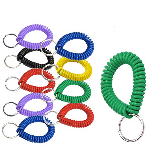 Image of Lucky Line 2 inch Spiral Wrist Coil with Steel Key Ring, Flexible Wrist Band Key Chain Bracelet, Stretches To 12 inch Assorted Colors, 25 Pack (41075)