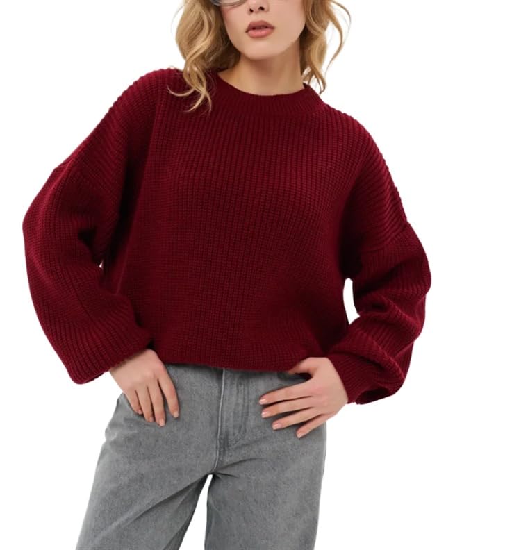 Pullover Sweaters for Women Chunky Long Sleeve Sweater Y2k Crewneck Casual Cozy Oversized Sweaters for Women