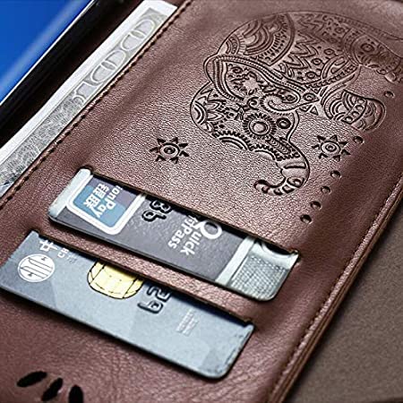 Image of TROUNCE Elephant 3D Embossing Flip Cover Faux Leather Cards & Cash Holder Wallet Flip Case with Magnetic Closure (Brown) for Redmi Note 7s