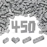 Feleph Masonry Bricks Set 450 Pcs Wall Building Accessories Diverse Creative Construction Bulk Parts and Pieces Classic Blocks Toy Compatible with Major Brands (Gray)
