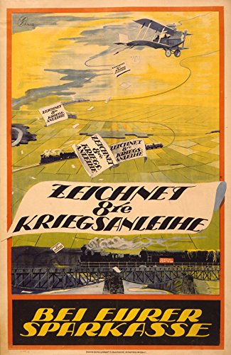 Impression de qualité Art Déco Allemand : Affiche Vintage A1 avec Finition Bois