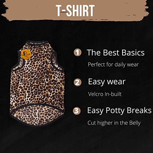 Image of Sage Square Funky Soft Material Dog T-Shirt | Cool /Funky Print Pet | Soft Light Weight | Comfortable & Breathable Dog Clothing | Trendy Vest Outfit (Cheetah Print) (Small - 14inch)