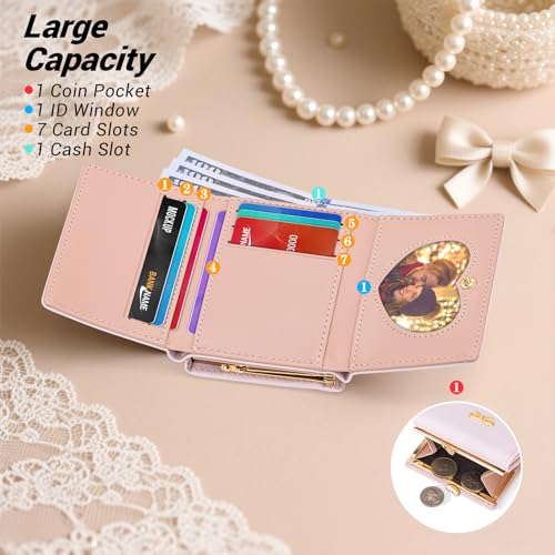 YINHEXI Cute Coquette Bow Wallet for Women Small RFID Blocking Trifold PU Leather Card Holder with ID Window & Aesthetic Design2