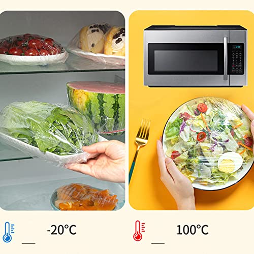 Image of 200PCS Plastic Elastic Bowl Covers Reusable,Food Storage Covers with Elastic Bowl Covers for Leftover, Plastic Covers for Bowls Fresh Keeping Bags for Family Outdoor Picnic (Thicken)