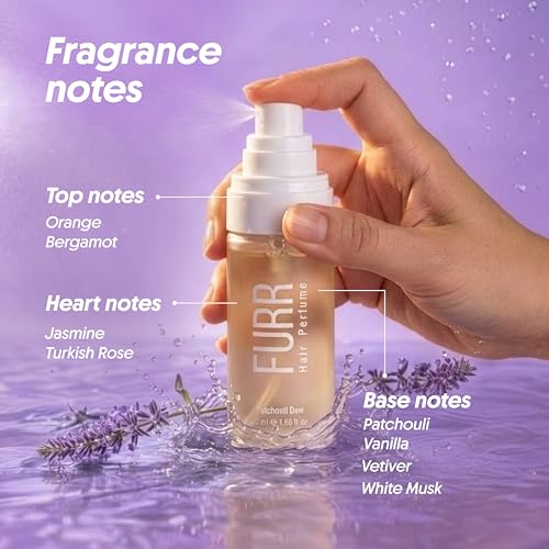 Image of FURR Patchouli Dew Hair Perfume | Long Lasting Fragrance with Frizz Control | Color Safe | Provides Shine & Smoothness | 50ml | Travel Friendly