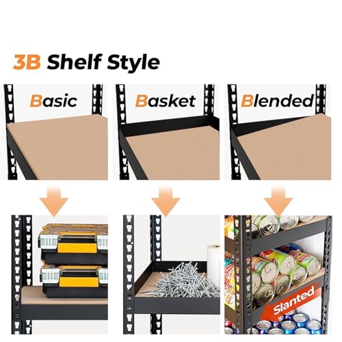 Image of SHIOK DECOR Multiple Layer Iron Rack for Storage | Adjustable Metal Shelf with Wooden Plank | Multipurpose Boltless Garage Racks & Shelves | Heavy-Duty, Rustproof Design (Black) 3 Tier