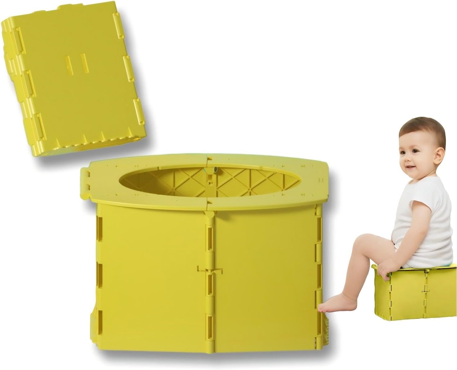 Travel Potty for Kids, Reusable Portable Folding Potty for Toddler, Travel Foldable Toilet for Travel Outdoor Camping, Toddler Potty Seat for Baby Training (Dark yellow)