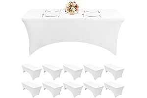 10 Paquetes de Mantel de 6 pies de Blanco Ajustado Spandex Funda de Mesa