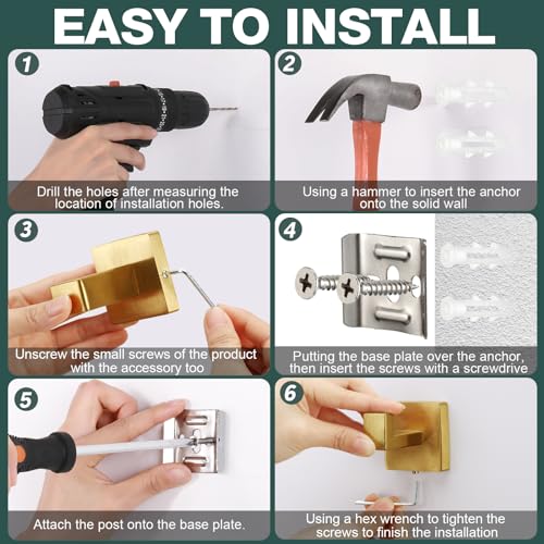 Image of 10 Pcs Bathroom Accessories Set, 24 Inch Bathroom Hardware Set, Stainless Steel Bath Towel Bar, Towel Racks, Robe Hook, Toilet Paper Holder with Phone Shelf Wall Mounted for Gifts (Gold)