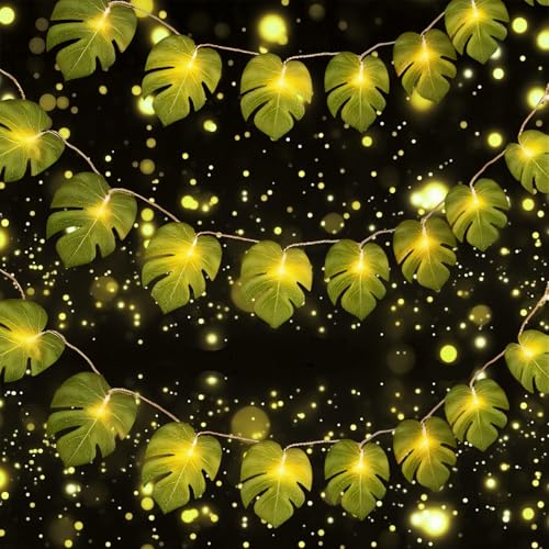 LED Lichterkette Tropisch Mit USB, 3M 20 LED Palmenblätter, Tropische Hawaii Lichterkette, Frühling Pflanzen Dekoration für Innen und Außen Party Hawaiianische Hochzeit Strand