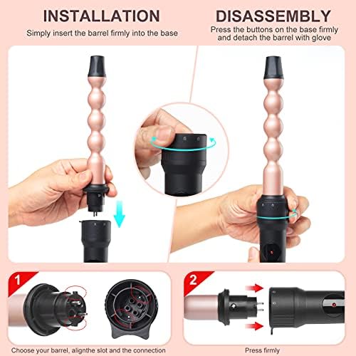 Hair Curling Wand - 5 in 1 Hair Curler Ceramic Curling Tongs Iron Set with Temperature Control Multifunction Mermaid Waver Hairstyling Tool for Women Long Short Thick Hair (Rose Gold)