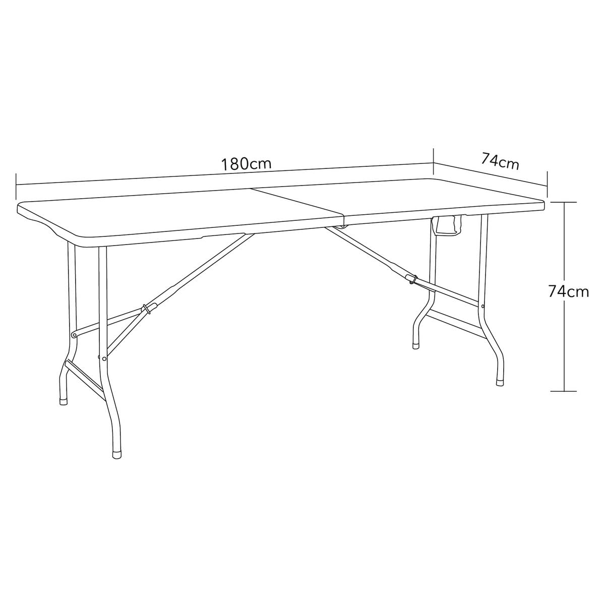 KAMBERG® - Table Pliante 180 x 74 x 74 cm - Rectangulaire Blanche 6/8 Personnes - Table de Jardin - Table de Camping