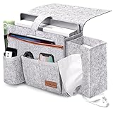 Fodayuse Large Size Felt Bedside Caddy Organizer, Remote Control Holder for Phone, Laptop, Magazine, Tissue, Bedside Storage Organizer for Dorm Bunk Bed, Bed Side Caddy Organizer (Light Grey)