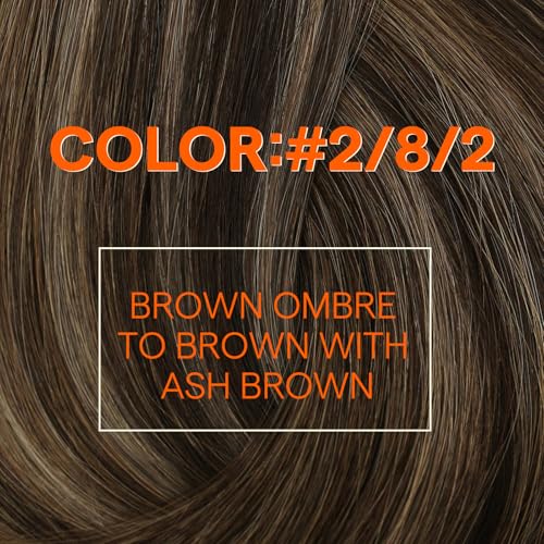 Image of Full Shine Sew In Hair Extensions Real Human Hair 20 Inch 105G Brown Ombre | Balayage Dark Brown To Light Brown Mix Dark Brown, Straight Hair Weft, Sew In Weft, Date Night Styling