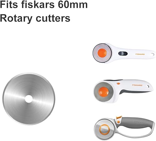 Miniatura 4 de Cuchillas rotativas de 2.362 in  Paquete de 5 cuchillas rotativas de repuesto de 2.362 in para Fiskars cortador rotativo de 2.362 in, afiladas y
