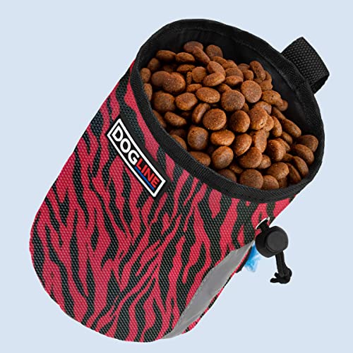Image of Dogline Dog Treat Pouch: Puppy Training Bag, Pet Kibbles and Snacks Holder, Litter Waste Bags Dispenser with Adjustable Drawstring Closure, Large Capacity with Mesh Pocket, Strong Nylon Material