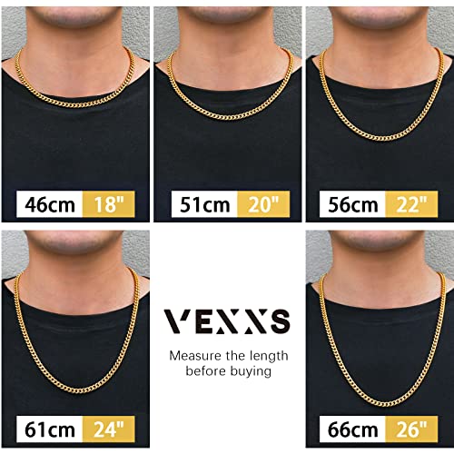 VEXXS Men's Gold Chain Diamond Cut, 18K Real Gold Filled Cuban Link Chain, Durable No Color Fading Curb Chain 5mm Necklace for Men and Women4