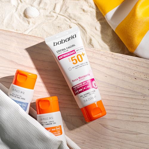 Miniatura 6 de Babaria Protector Solar Facial SPF50+ Antimanchas con Rosa Mosqueta 75 ml – Antiarrugas, Hidratante y Coral Friendly - Crema Solar Facial 50 Mujer