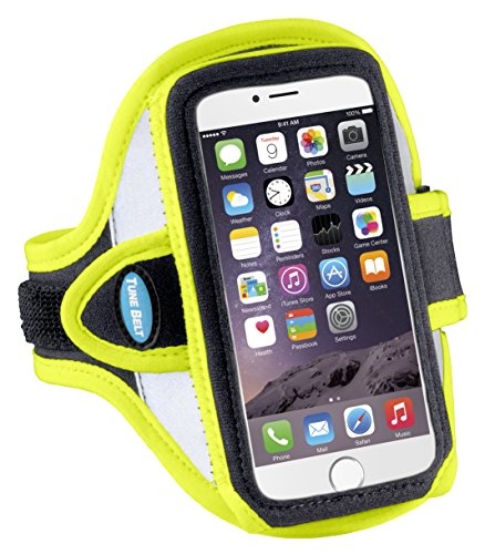 Armband Compatible with iPhone 8 7 6s 6 (NOT Plus) - for Running & Working Out - Sweat-Resistant - Fits iPhone 5 5s 5c SE with OtterBox Commuter [Yellow]