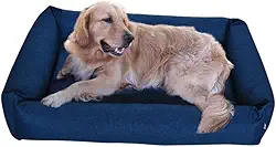 Cama Para Cachorro Grande 100x87 Cm - ESCOLHA A COR - 100% Lavável e Resistente - Pet Querido (AZUL MARINHO ECOTEC IMPERMEÁVEL)