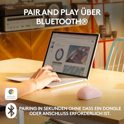 Logitech M240 Silent Bluetooth Maus, Kabellos, Kompakt, Mobil, Smooth Tracking, 18-Monate-Batterie, für Windows, macOS, ChromeOS, kompatibel mit PC, Mac, Laptop, Tablets - Rosa 2