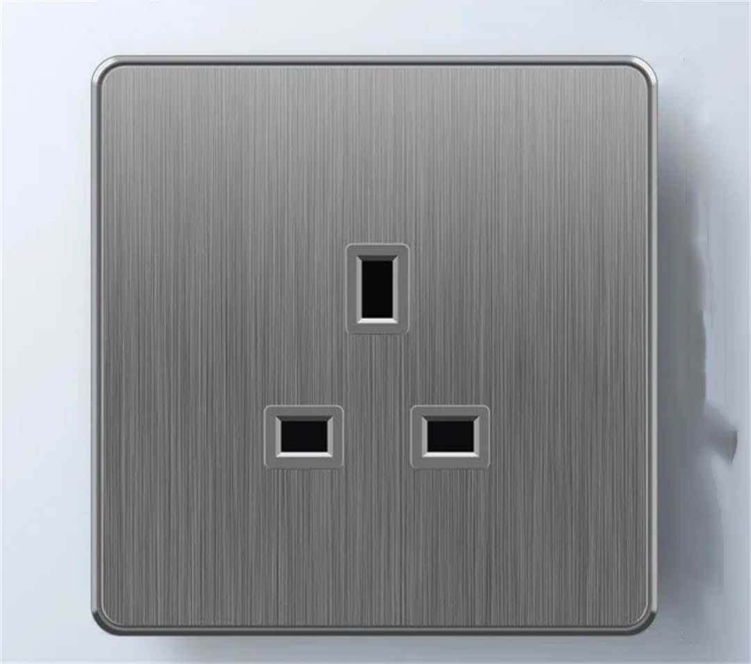 Fashion gray9 Brushed Wall Sockets Single Double 2.1A USB Outlets with Switch Universal Outlets 13A Socket no Switch