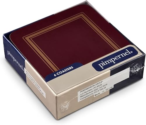 Miniatura 4 de Pimpernel Posavasos de la colección Classic Burgundy  Juego de 6  Tablero con respaldo de corcho  Resistente al calor y a las manchas  Posavasos