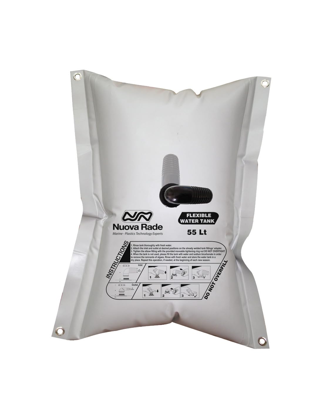 NuovaRade Flexible Water Tank/Bladder, Water Storage Tank, 29x59in'' - 40 Gallon (150Lt) - Rectangular, Grey