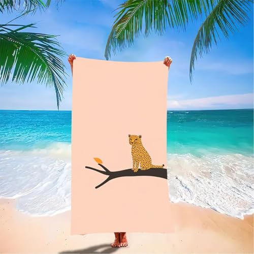 Leopardo Toalla Playa Microfibra Grande 180 x 90 cm Toalla Gimnasio Hombrecon Bolsa de Almacenamiento, Toallas de Playa de Secado Rápido y Sin Arena, Beach Towel Ligeras para Playa, Viajes - Rosa 51-4