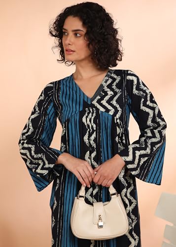 Image of Maaesa Women Printed Cotton Flared Kurti