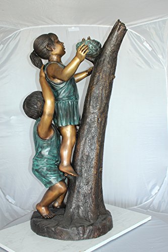 Estatua de bronce niños trepando árbol 17x17x46 pulg miniatura 5
