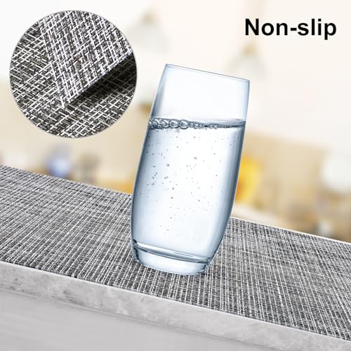 Image of Aofmee Placemats, Placemats Set of 6, Heat Resistant Place Mats, Washable PVC Table Mats, Woven Vinyl Plastic Placemats for Dining Table, Non-Slip Stain Resistant Kitchen Table Placemats Easy to Clean