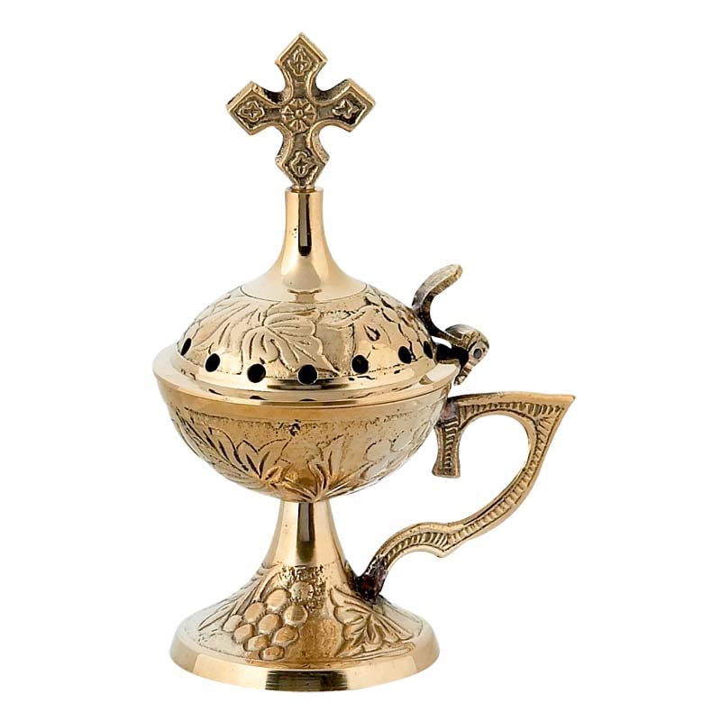 Encensoir en bronze chrétien orthodoxe de haute facture liturgique
