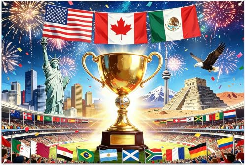2026 Soccer Backdrop Wall Banner World Football Field Background Soccer Photography Background for Boys Football Party Supplies for Soccer Birthday Decorations