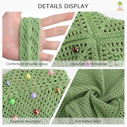 Image of Crochet Tote Bag for Women Mesh Summer Beach Bag Large Knitted Bag Woven Shoulder Handbag Vacation Aesthetic Hobo Bag Travel