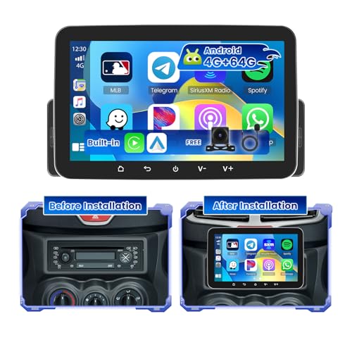 Hikity 4G+64G Autoradio 1 Din Android 15, Wireless CarPlay e Android Auto, 7 Touch Screen Radio Bluetooth 1 Din con GPS WiFi RDS/FM SWC Telecamera Posteriore + Microfono