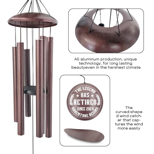 Image of ASTARIN Custom Retirement 36 inch Wind Chimes for Women Man 2024, Happy Retirement Gift Going Away Farewell Gifts for Teacher Coworkers Mom Dad Nurse Boss, Personalized Wind Chime Retiree Gift Ideas