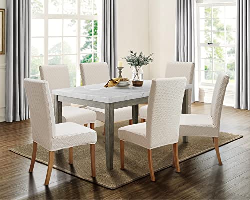 Springrico 4 Pack Dining Room Chair Covers With Seat Belt, Stretch Parsons Chair Slipcover Washable Kitchen Dining Chair Cover Removable Seat Protector Set Of 4, S2- Beige #TOP2