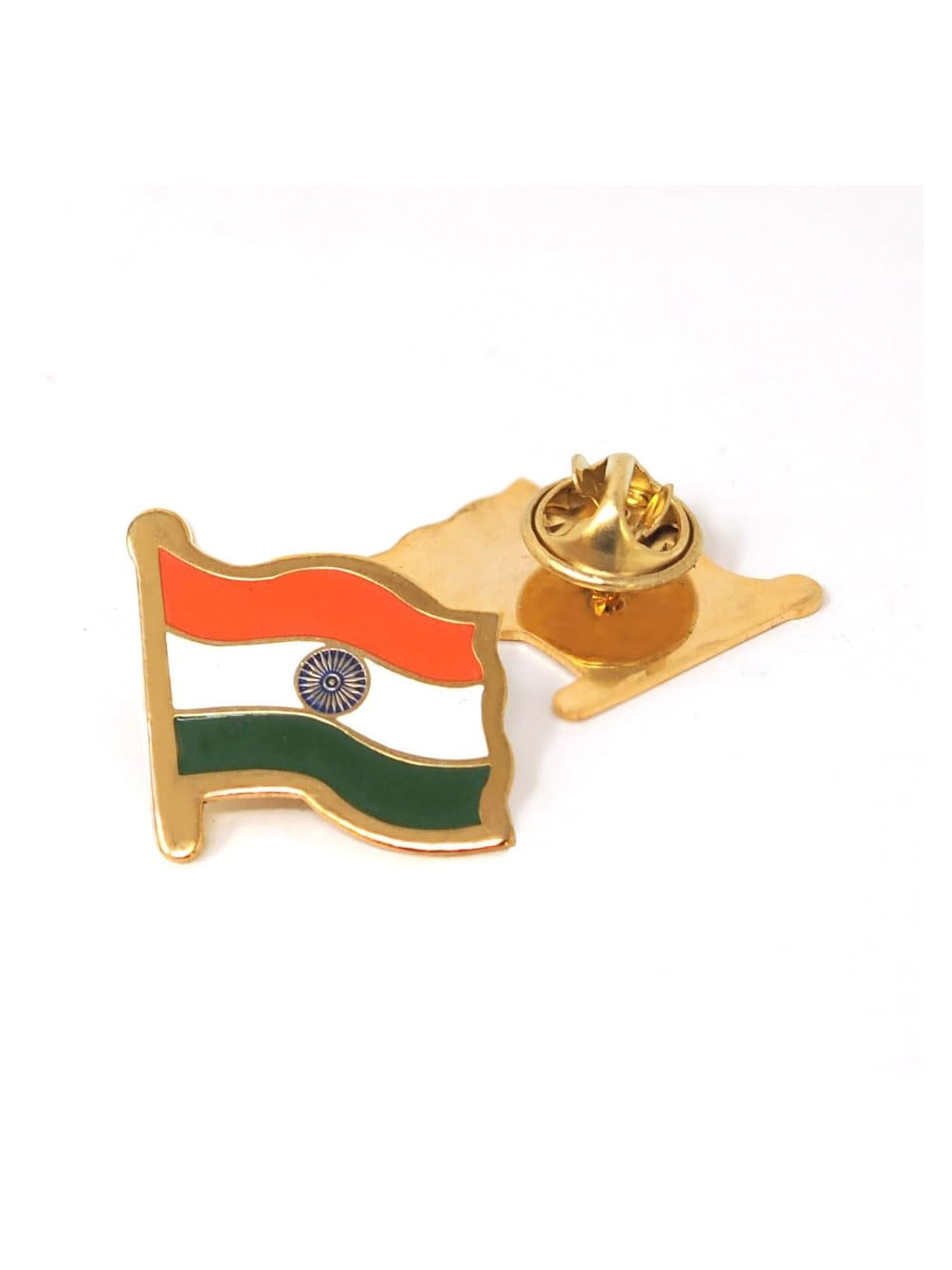 Brass Metal Indian National Flag Badge with Pin, Brooch