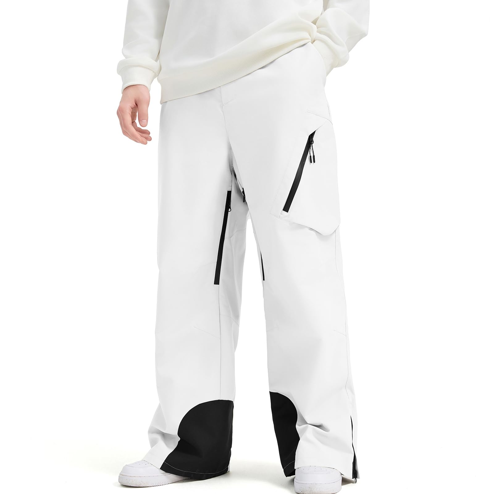 HOUZONIY Pantalones de nieve para hombre, resistentes al agua, para invierno, con tirantes, pantalones de esquí para hombre